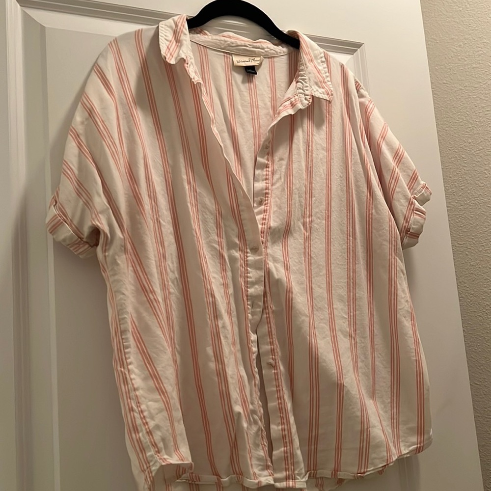 Striped button down collar shirt